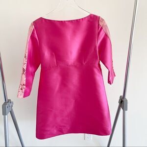 Lelarose Pink Silk Empire Mini Dress Taffeta 14